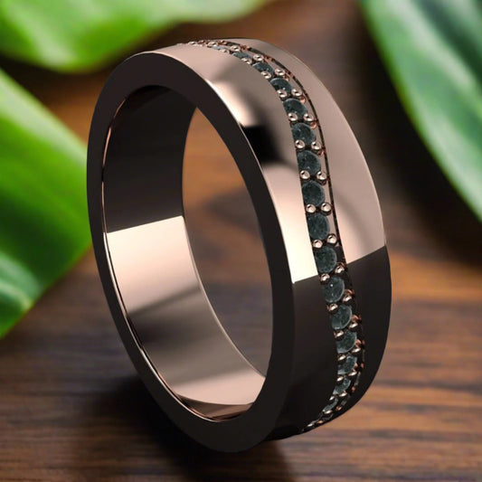 cayton ring - men's gold and black diamond wedding band, black diamond ring - J Hollywood Designs