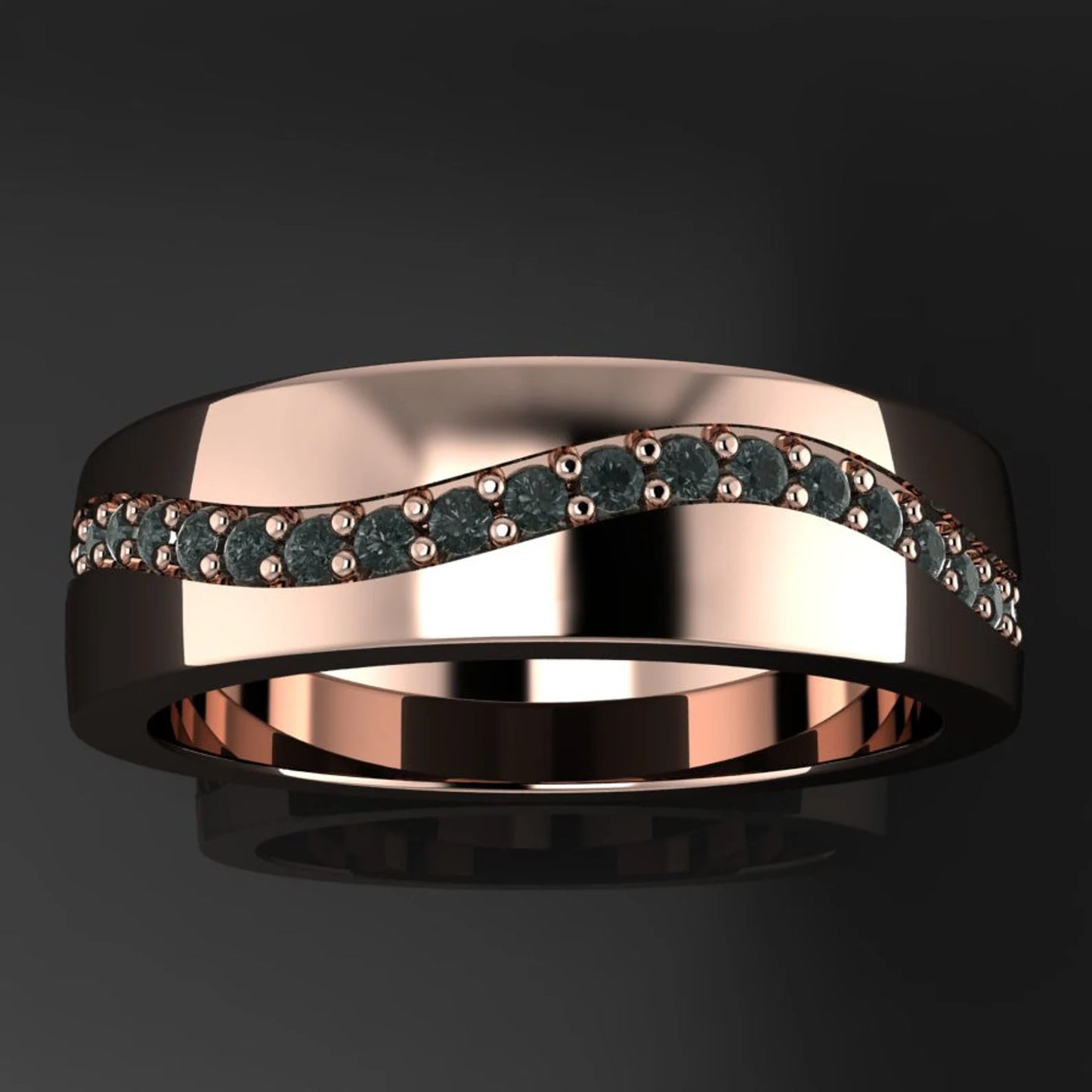 cayton ring - men's gold and black diamond wedding band, black diamond ring - J Hollywood Designs