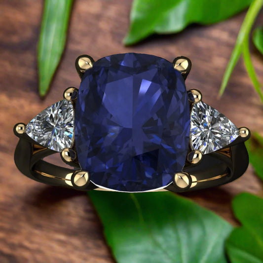amelie ring - cushion cut lab grown sapphire engagement ring - J Hollywood Designs