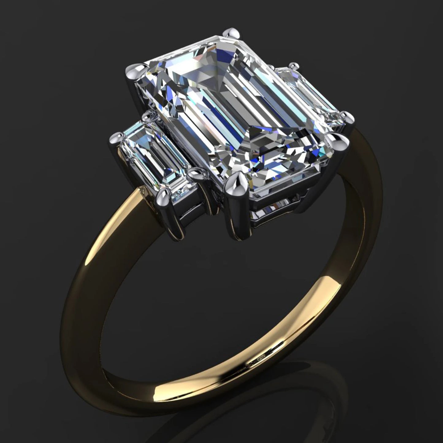 kennedy ring - 1.8 carat emerald cut ZAYA moissanite engagement ring, emerald moissanite ring - J Hollywood Designs