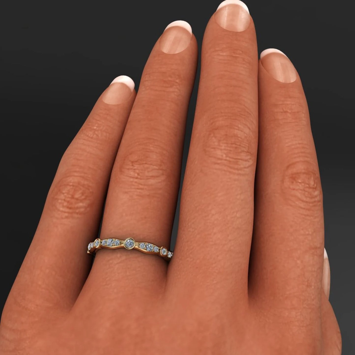 amelia stacking ring - vintage style diamond ring, stacking band - J Hollywood Designs