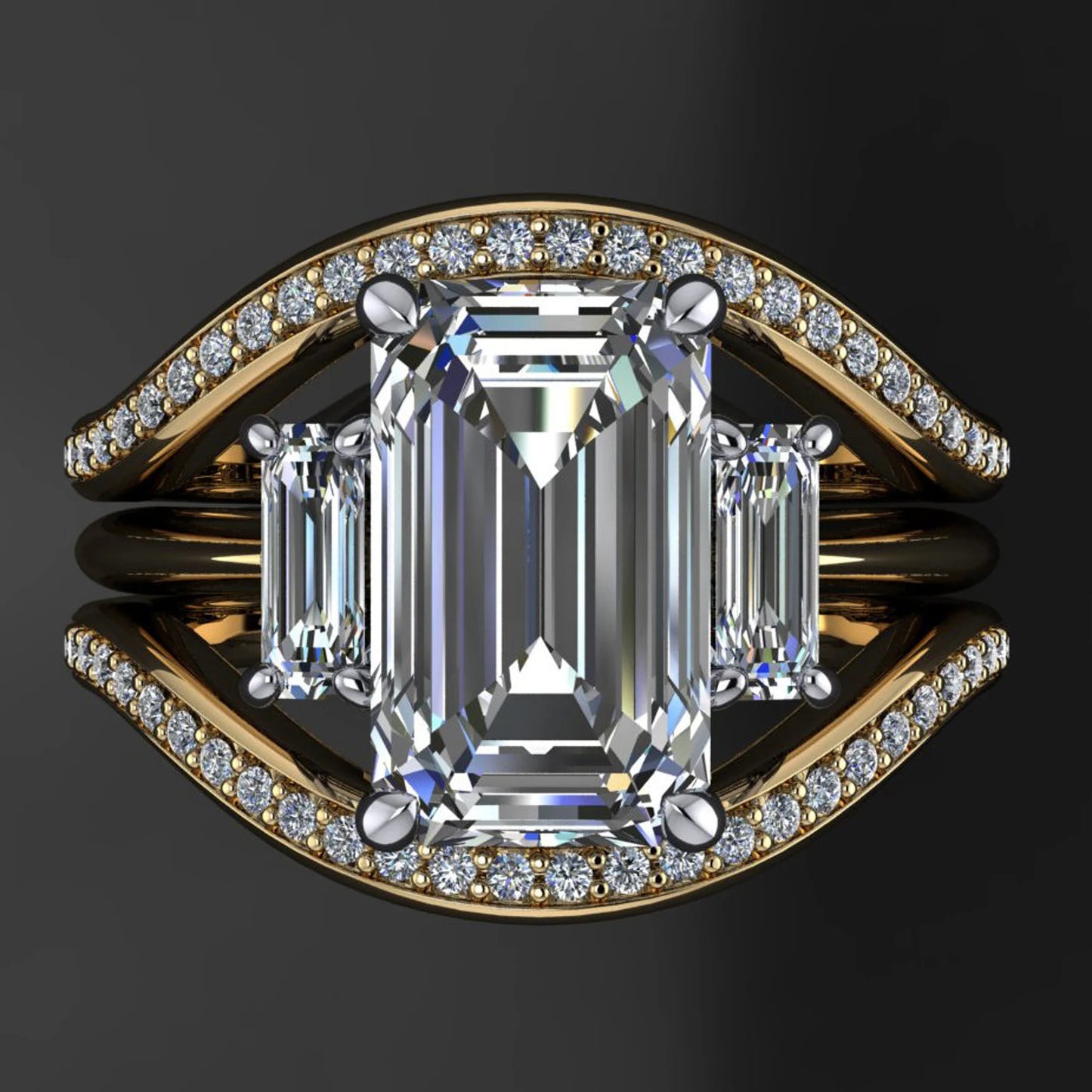 kennedy ring - 1.8 carat emerald cut ZAYA moissanite engagement ring, emerald moissanite ring - J Hollywood Designs