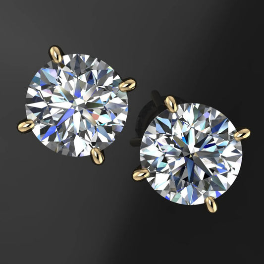 1.5 carat moissanite earrings, gold stud earrings, NEO moissanite - J Hollywood Designs