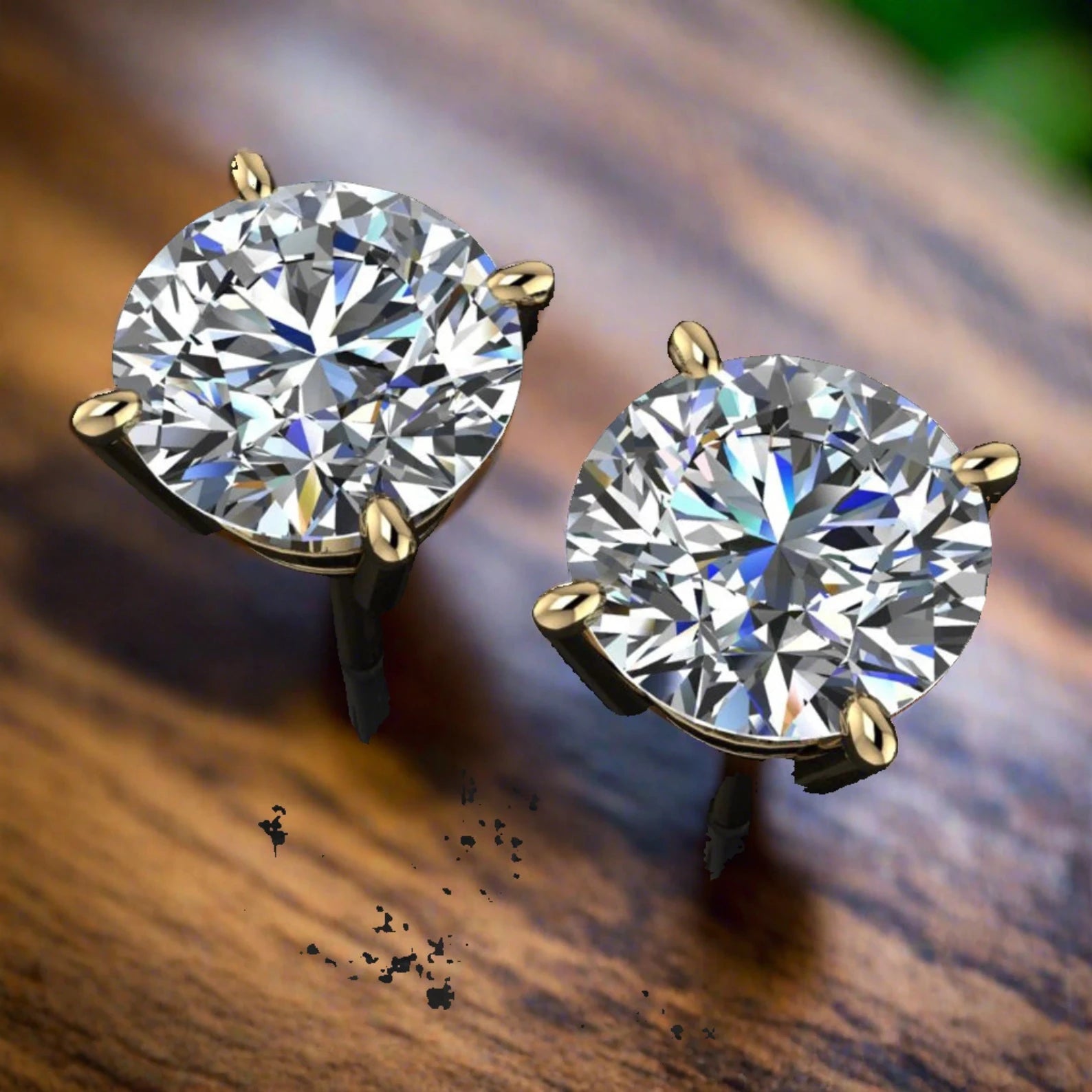 1.5 carat moissanite earrings, gold stud earrings, NEO moissanite - J Hollywood Designs