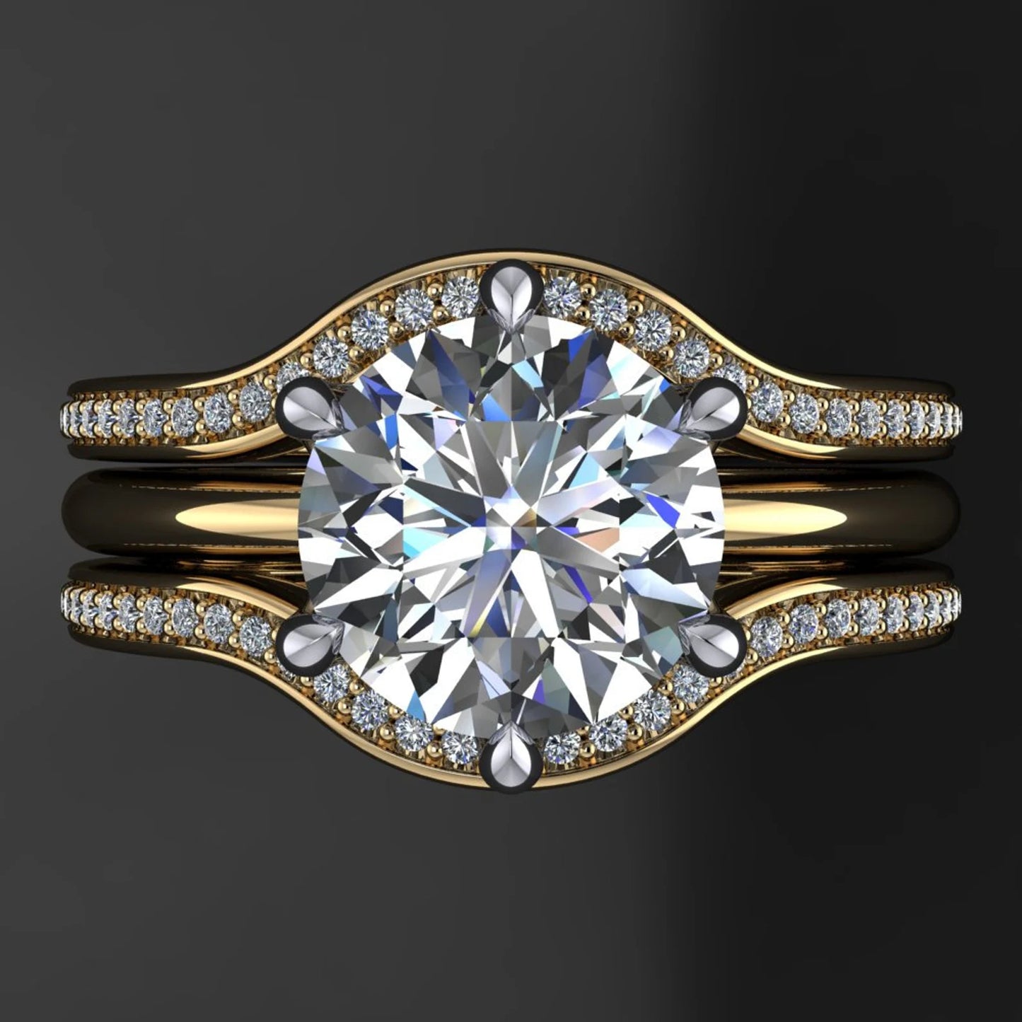 amada ring - 1.5 carat moissanite engagement ring, diamond accents - J Hollywood Designs