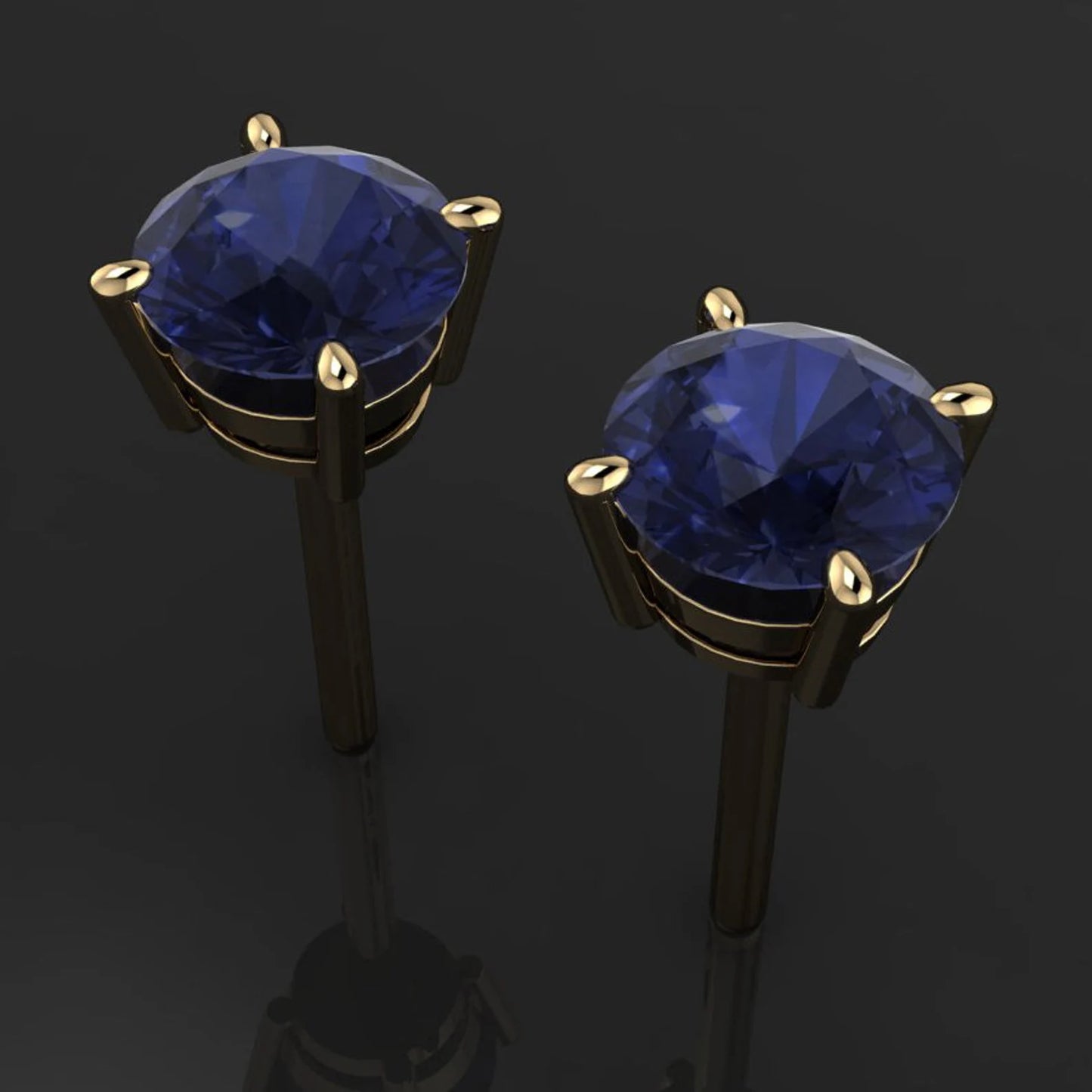 sapphire earrings, 14k gold stud earrings - J Hollywood Designs