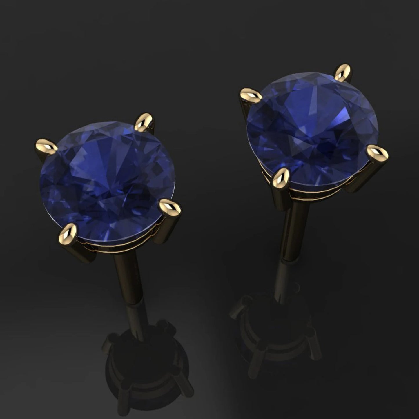 sapphire earrings, 14k gold stud earrings - J Hollywood Designs