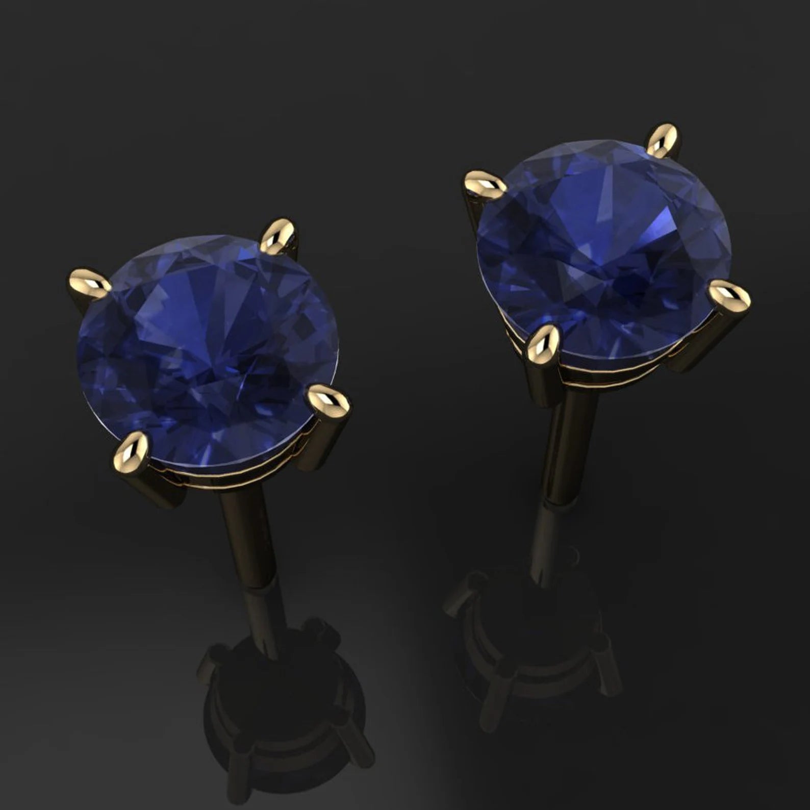 sapphire earrings, 14k gold stud earrings - J Hollywood Designs