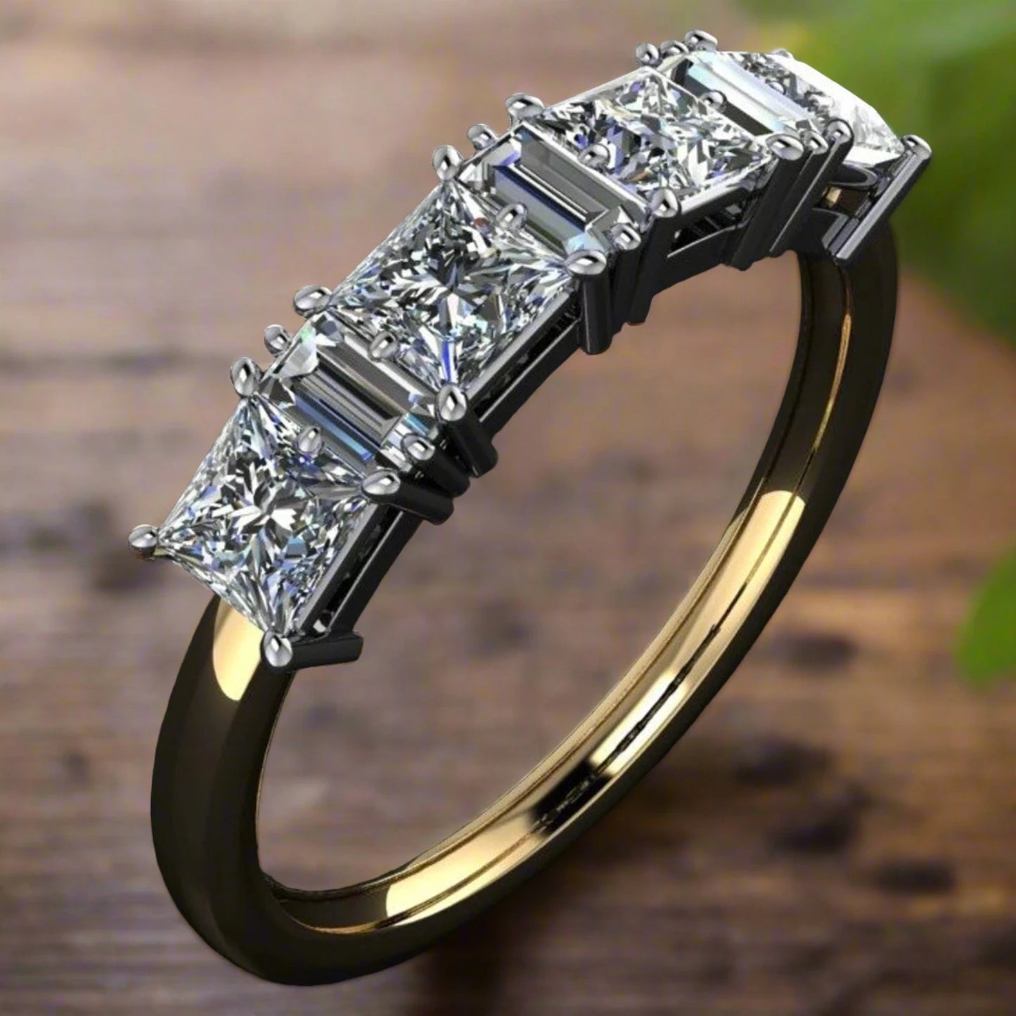 emery ring - 7 stone moissanite anniversary band - J Hollywood Designs