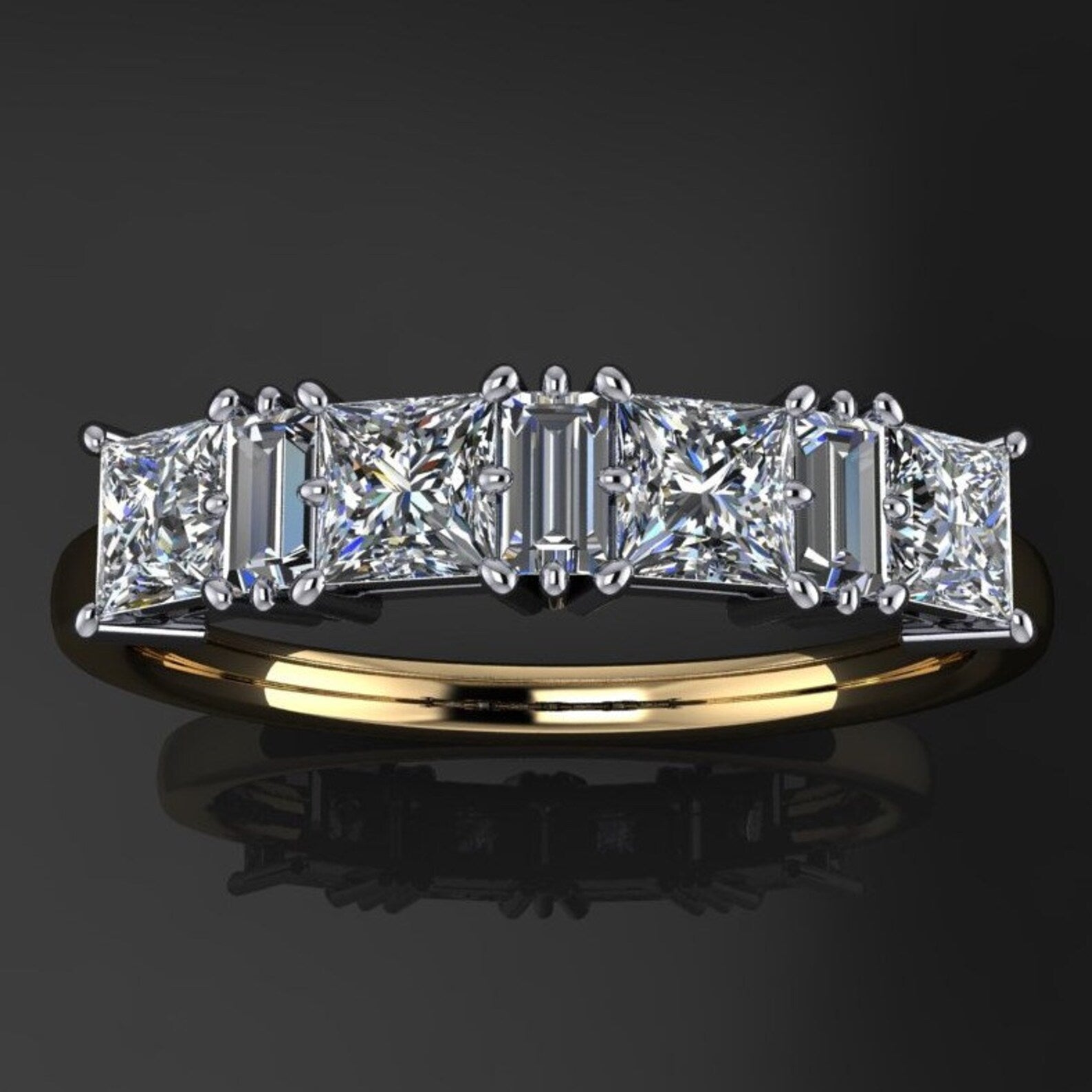 emery ring - 7 stone moissanite anniversary band - J Hollywood Designs