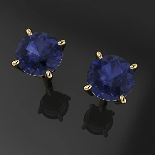sapphire earrings, 14k gold stud earrings - J Hollywood Designs