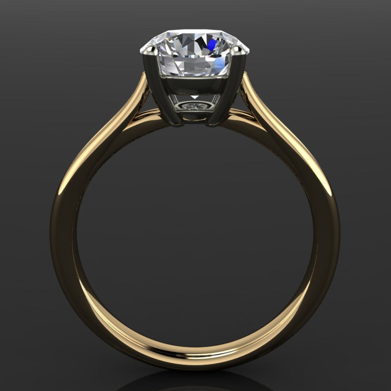 victoria ring - 1.5 carat diamond cut round NEO moissanite engagement ring, two tone ring - J Hollywood Designs