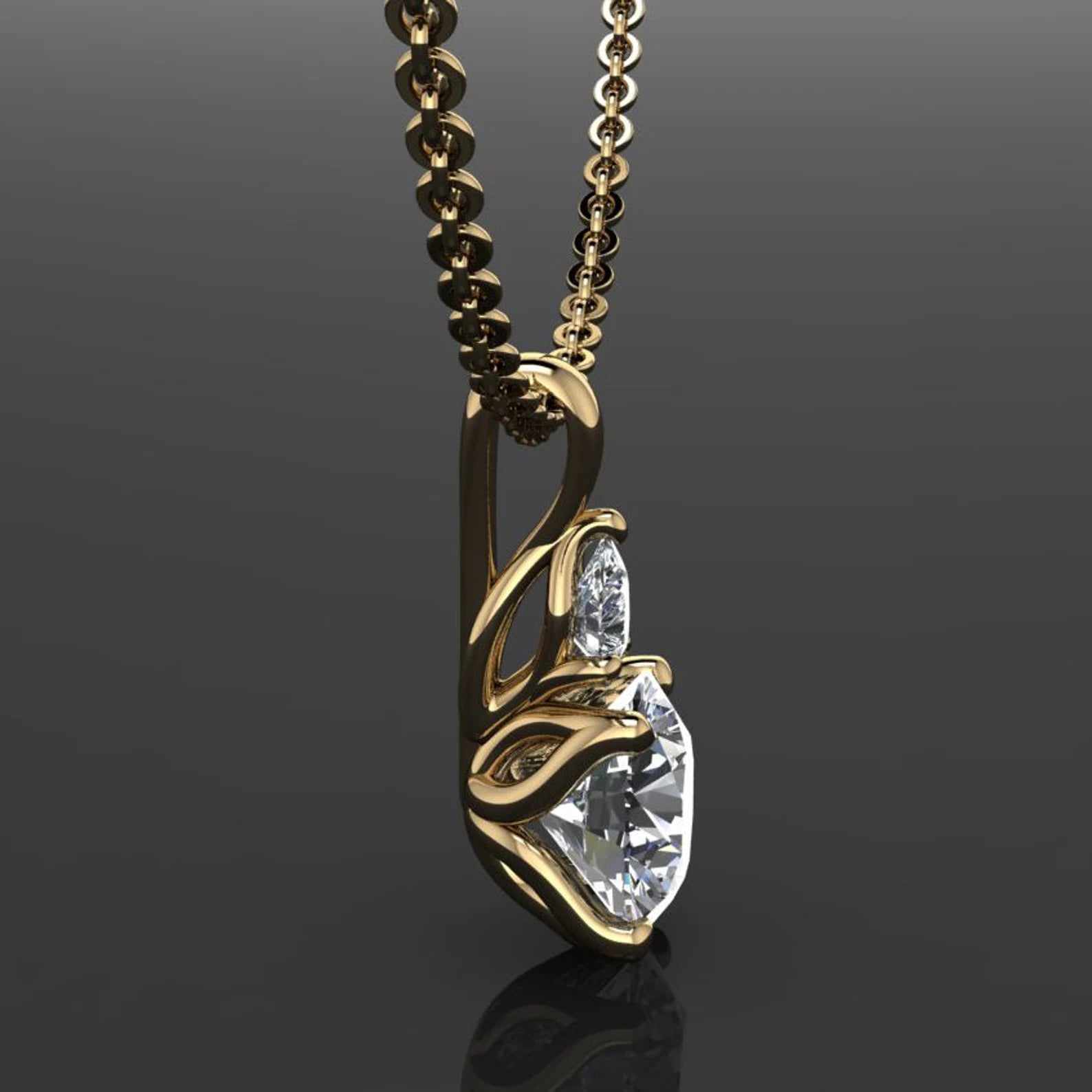 ariel pendant - 1.5 carat moissanite necklace, side view - J Hollywood Designs