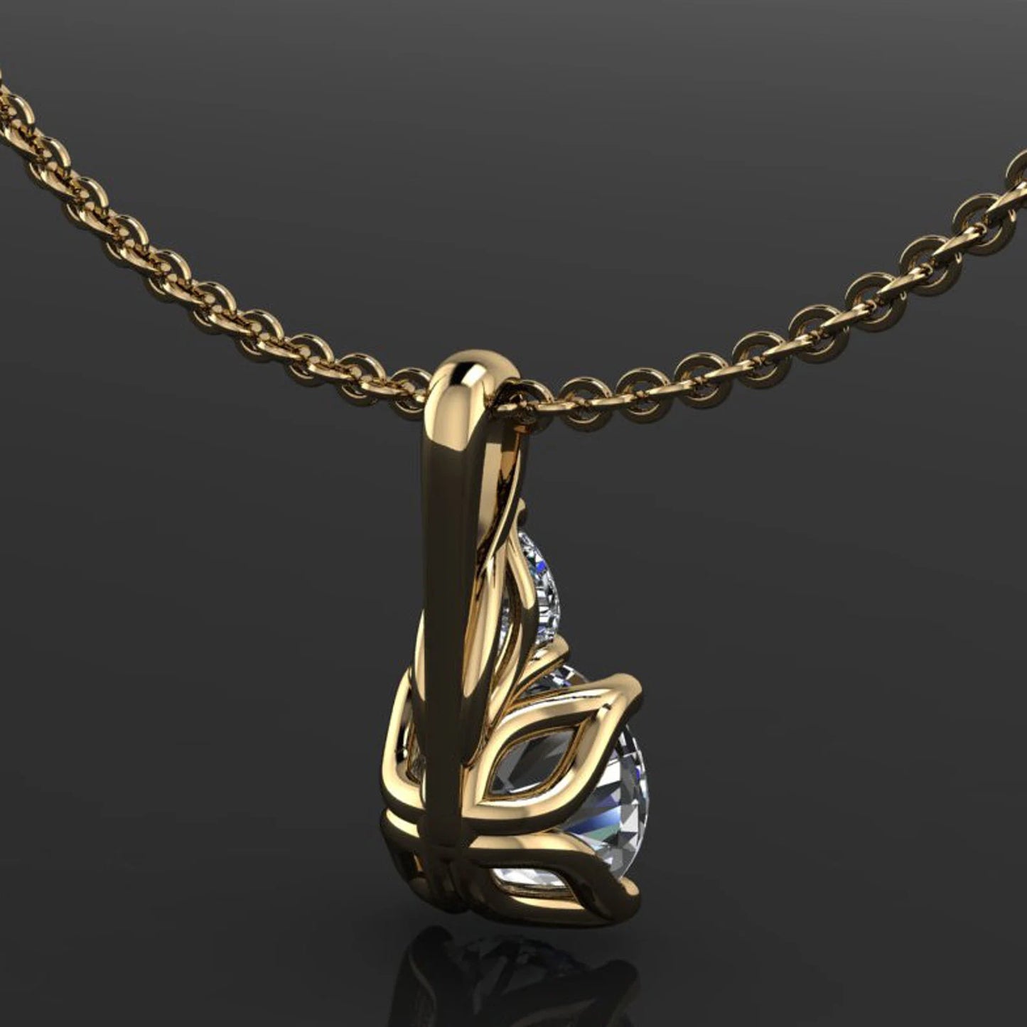 ariel pendant - 1.5 carat moissanite necklace, view of her junk in the trunk (design detail) - J Hollywood Designs