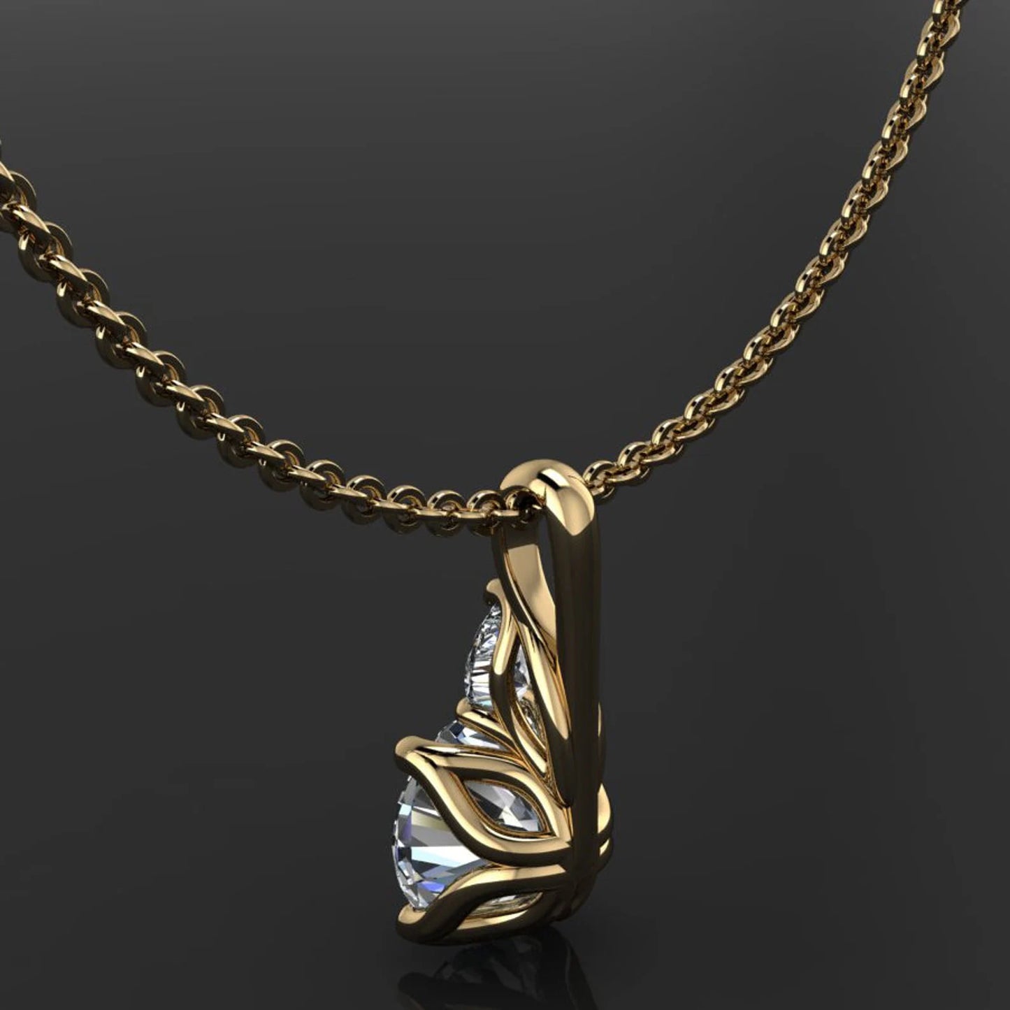 ariel pendant - 1.5 carat moissanite necklace, back view - J Hollywood Designs