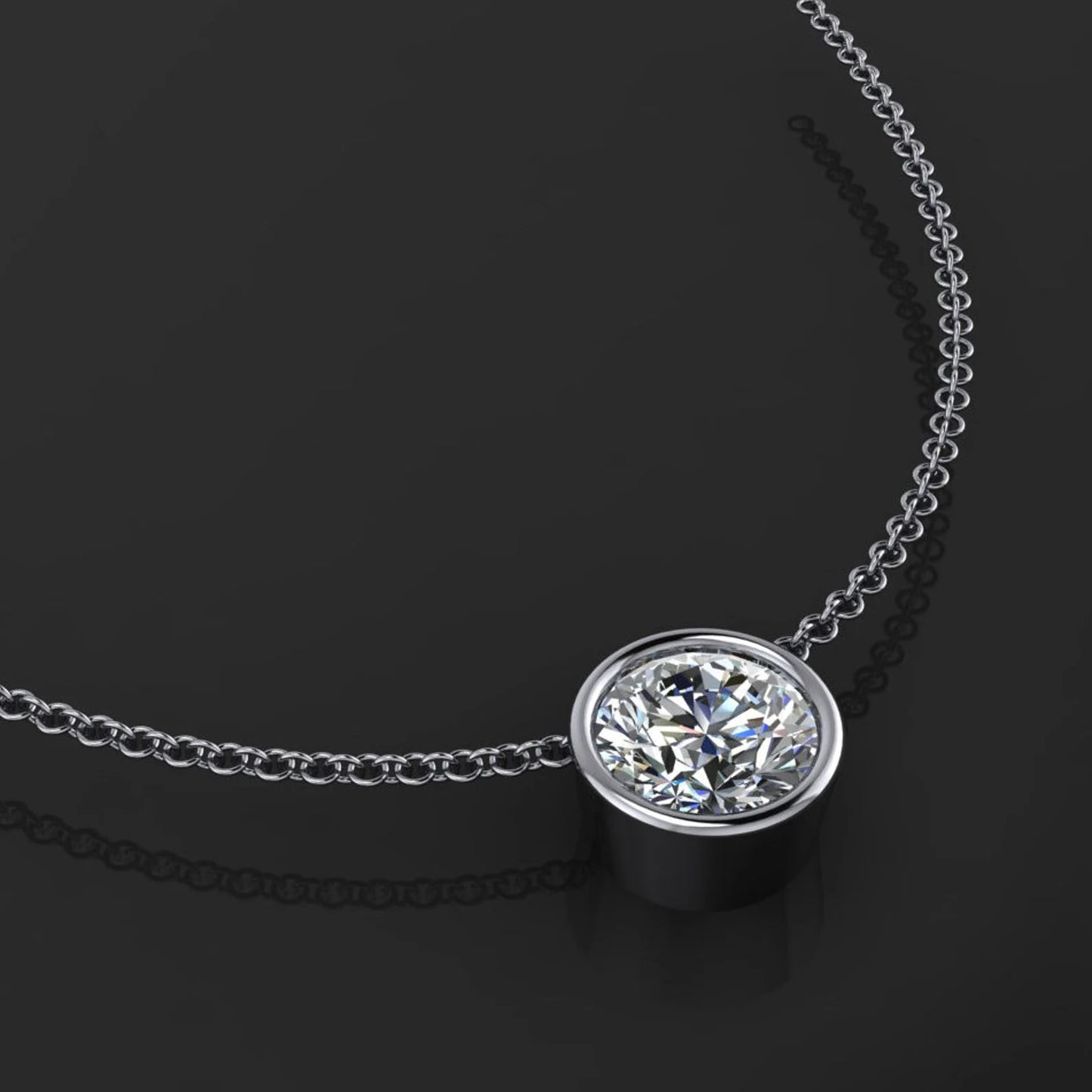 ready to ship - bezel pendant - 1 carat NEO moissanite necklace - J Hollywood Designs