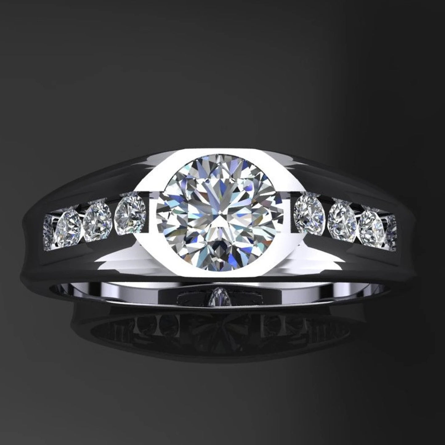 devon ring - men's gold wedding band, moissanite engagement ring - J Hollywood Designs