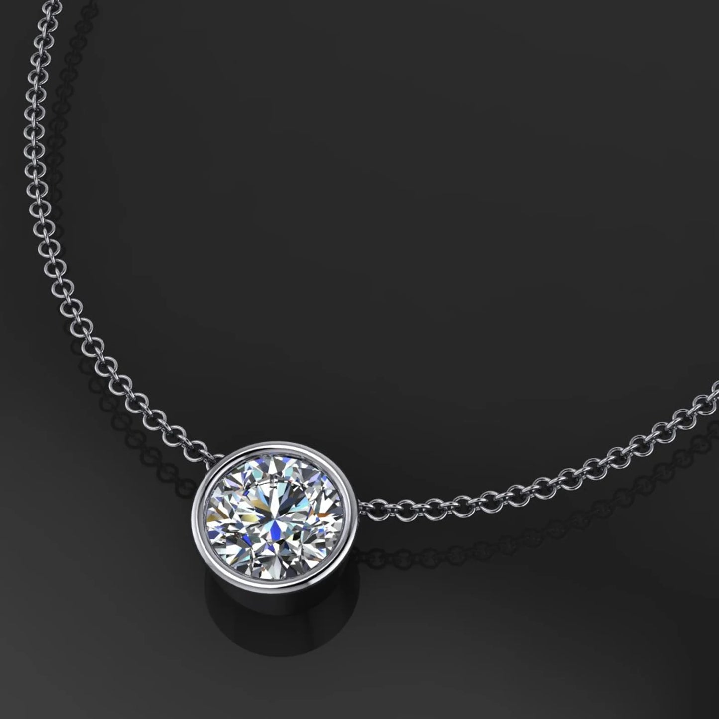 ready to ship - bezel pendant - 1 carat NEO moissanite necklace - J Hollywood Designs