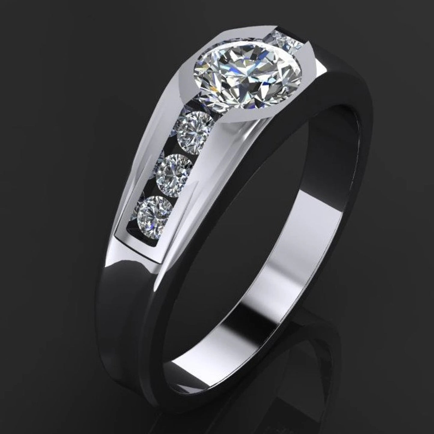 devon ring - men's gold wedding band, moissanite engagement ring - J Hollywood Designs