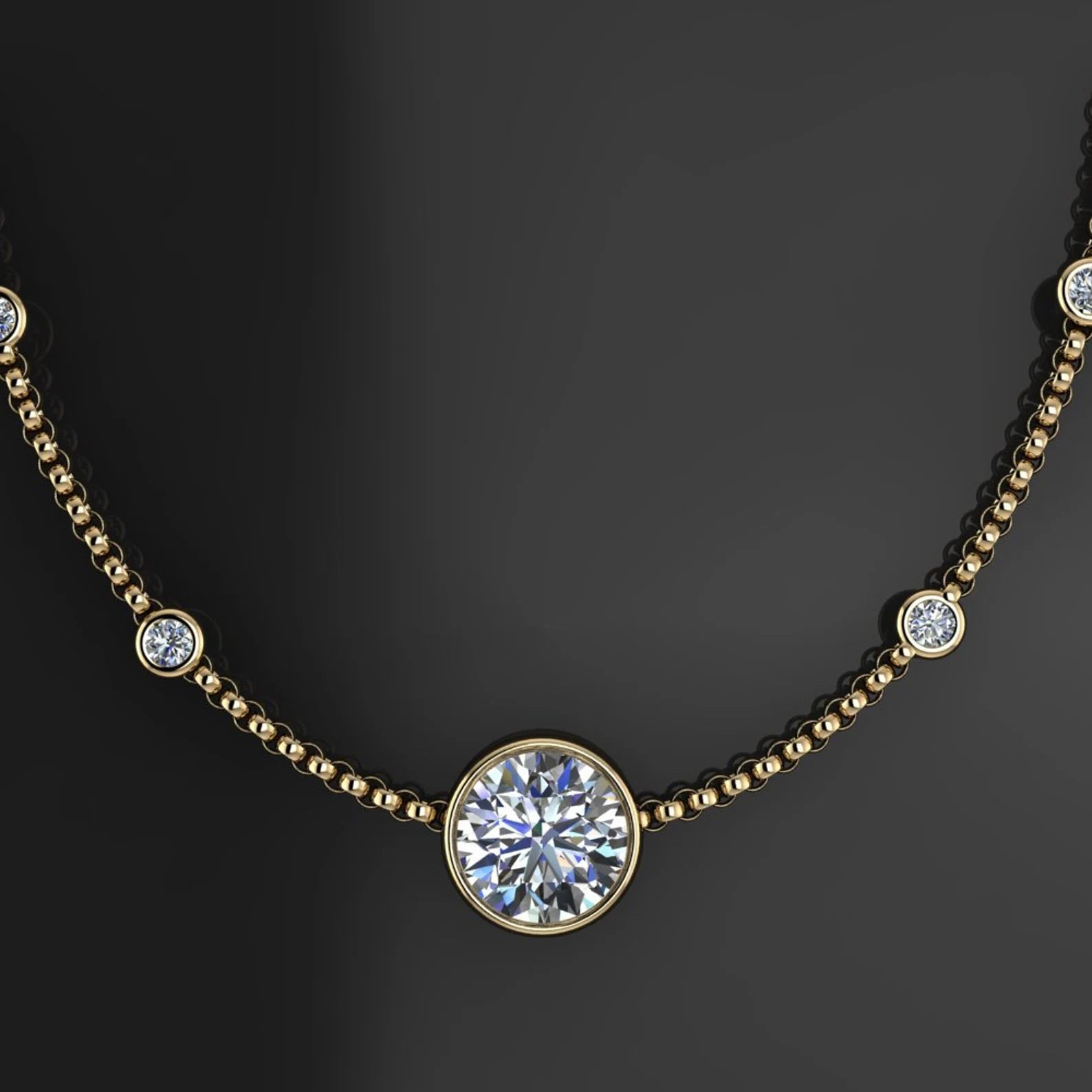 josephine necklace - 1.5 carat center round NEO moissanite station necklace - J Hollywood Designs