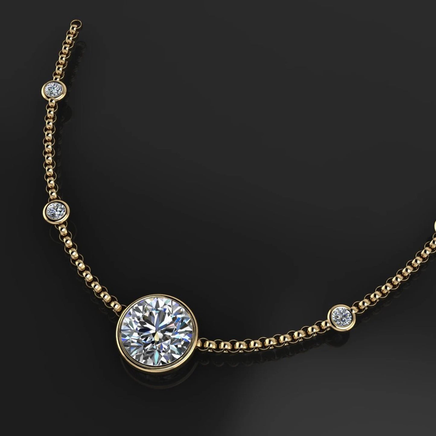 josephine necklace - 1.5 carat center round NEO moissanite station necklace - J Hollywood Designs