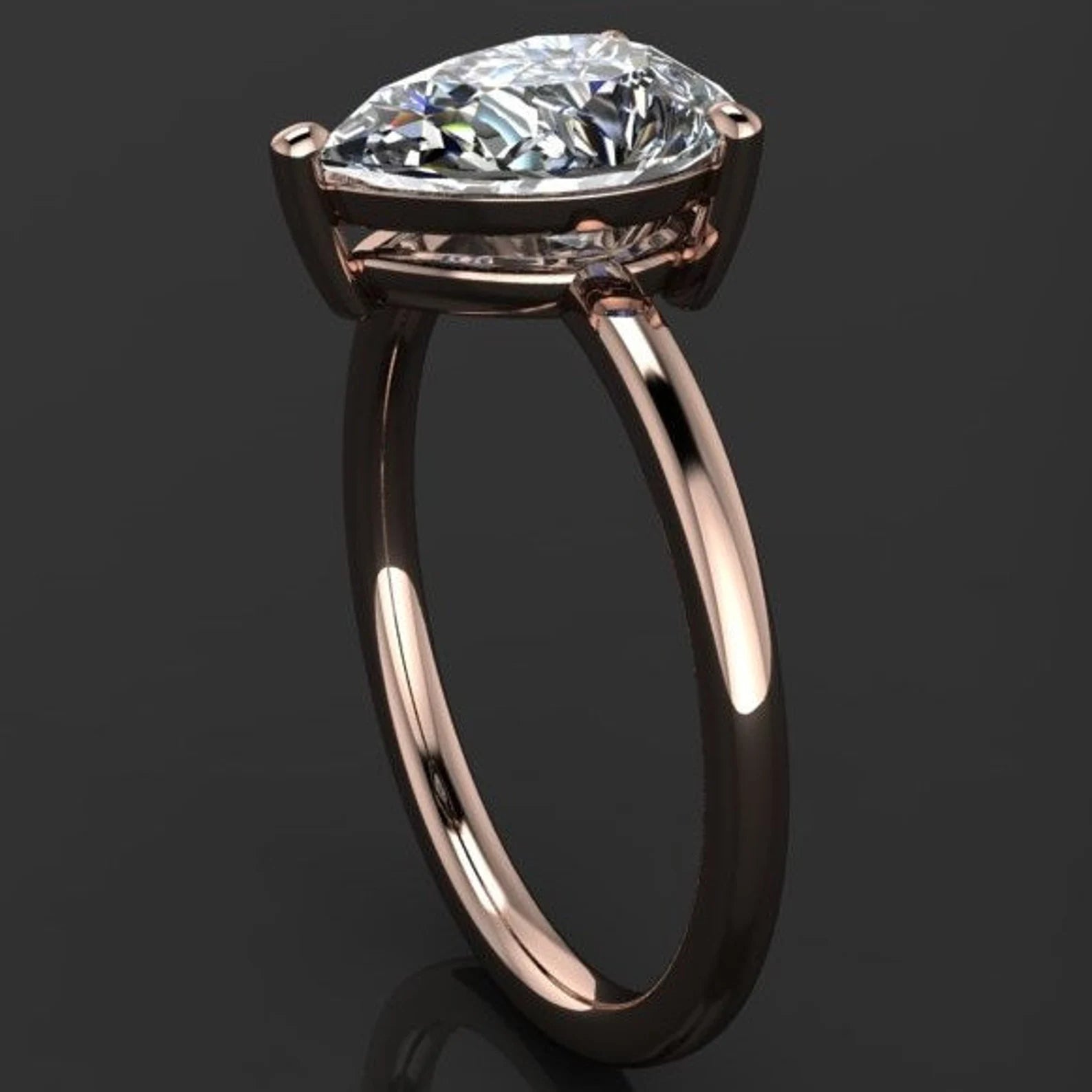 naked eliza ring - 2 carat pear cut NEO moissanite engagement ring - J Hollywood Designs