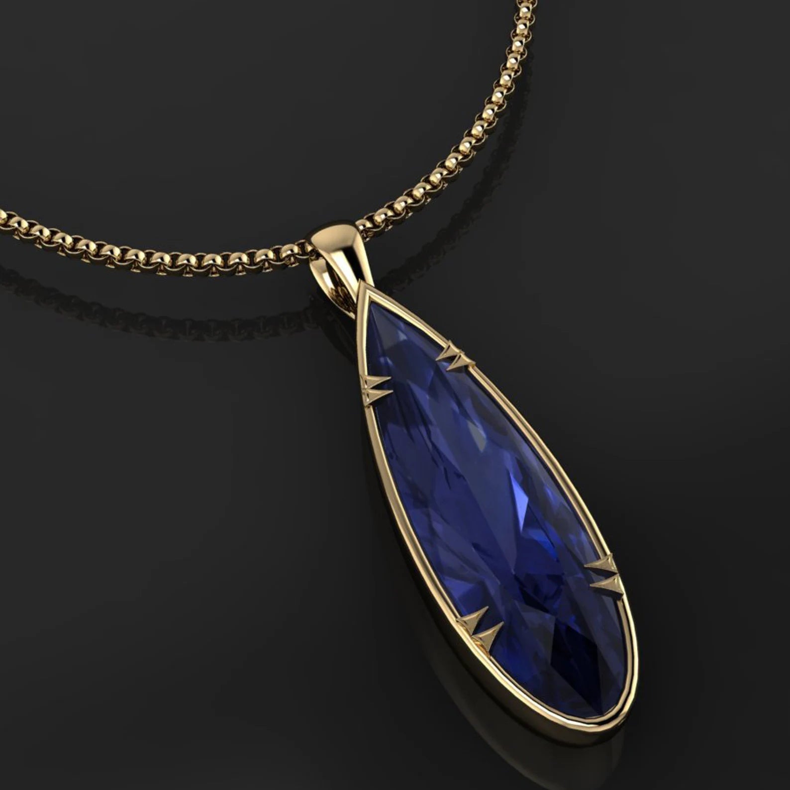 stabby pear pendant - 15 carat lab grown sapphire necklace - J Hollywood Designs