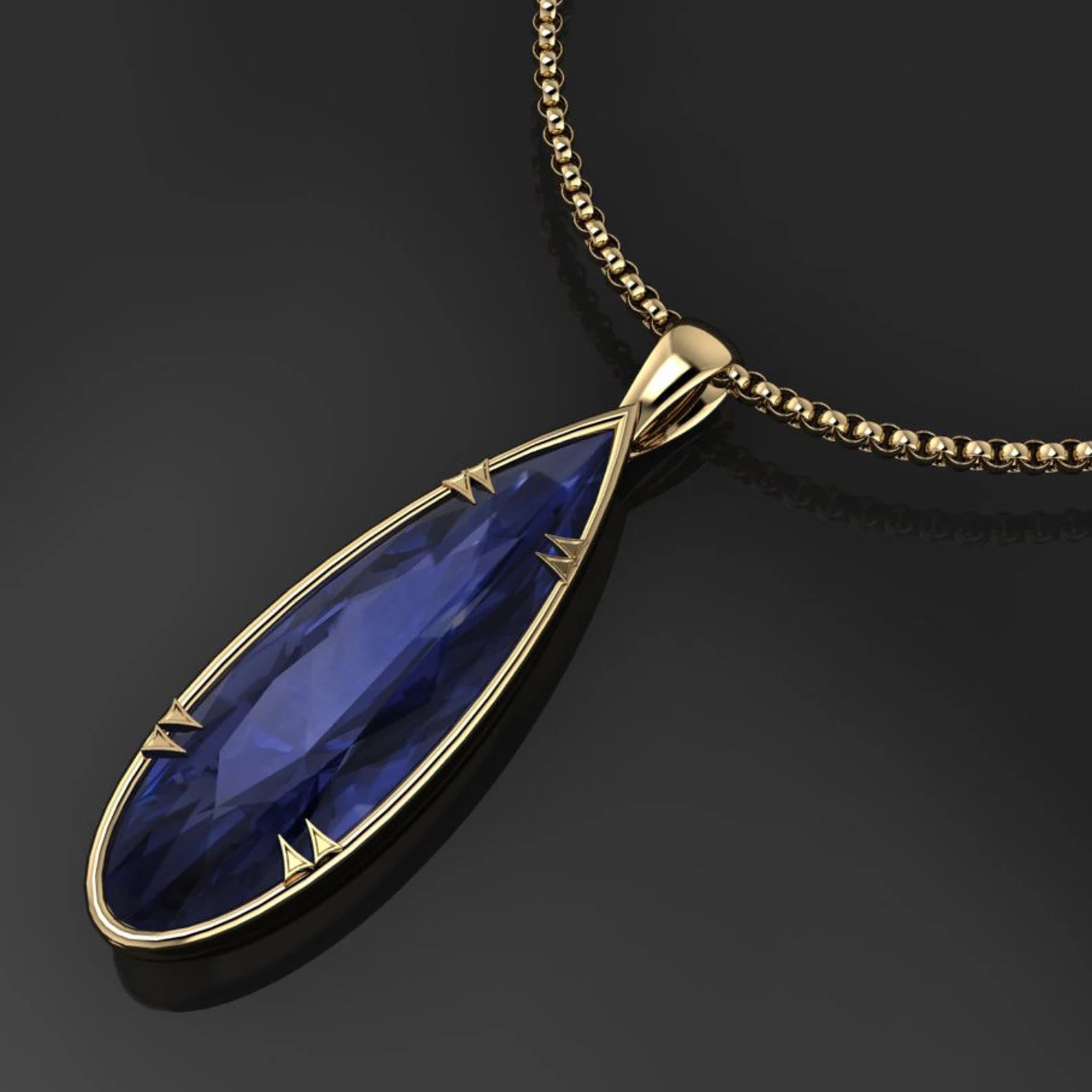 stabby pear pendant - 15 carat lab grown sapphire necklace - J Hollywood Designs