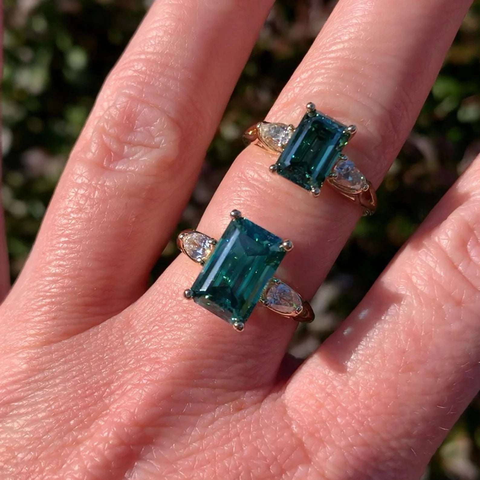 crazy rich asians ring - 4 carat green moissanite ring, emerald cut ZAYA moissanite - J Hollywood Designs