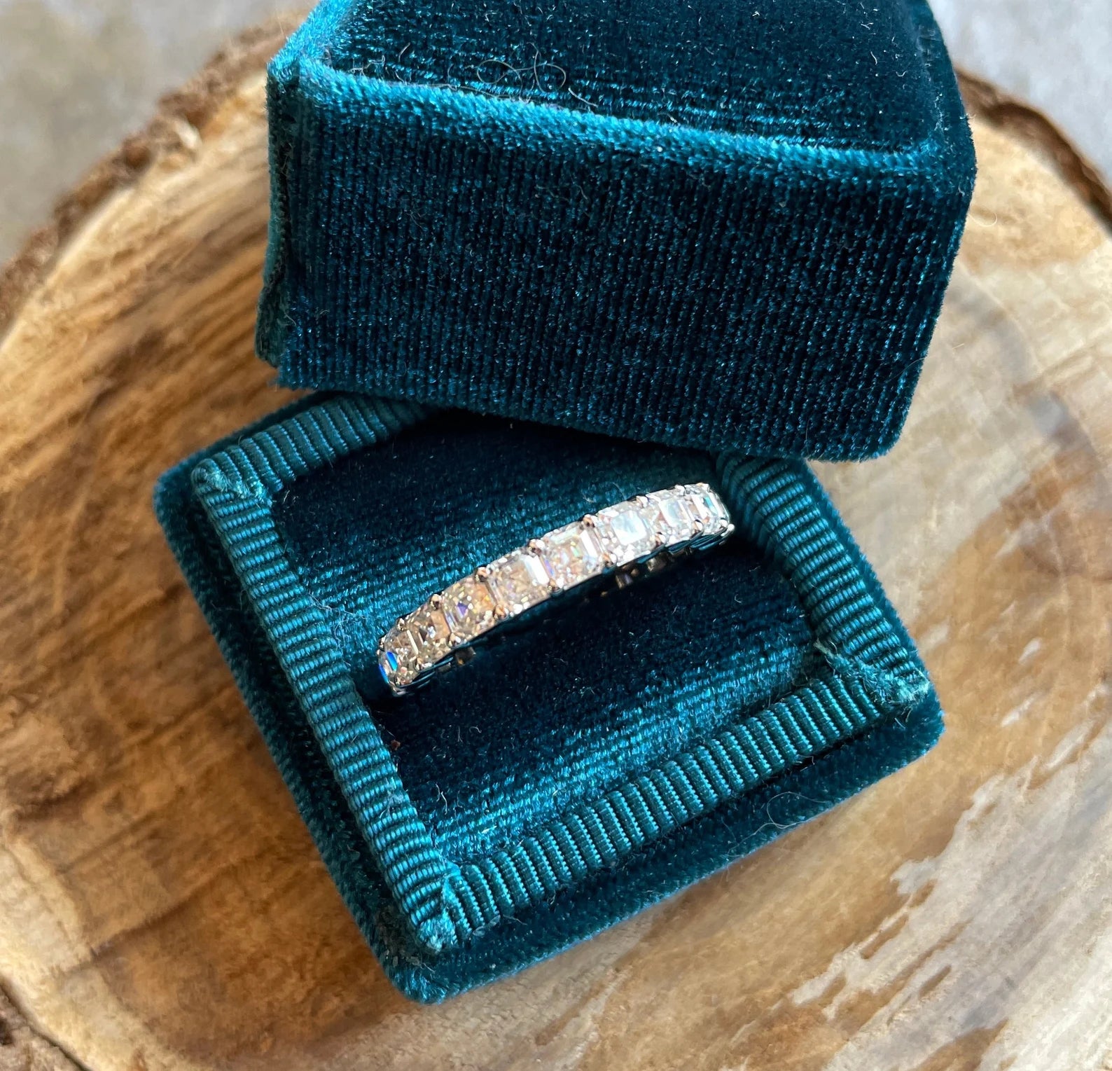 portia ring – 3 carat asscher cut ZAYA moissanite eternity band, wedding ring - J Hollywood Designs