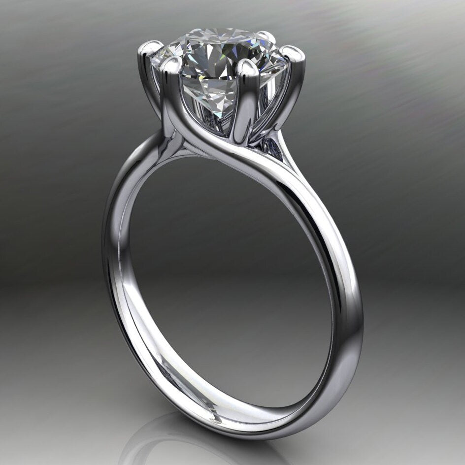 avery ring - 2 carat NEO moissanite engagement ring, round moissanite ring - J Hollywood Designs