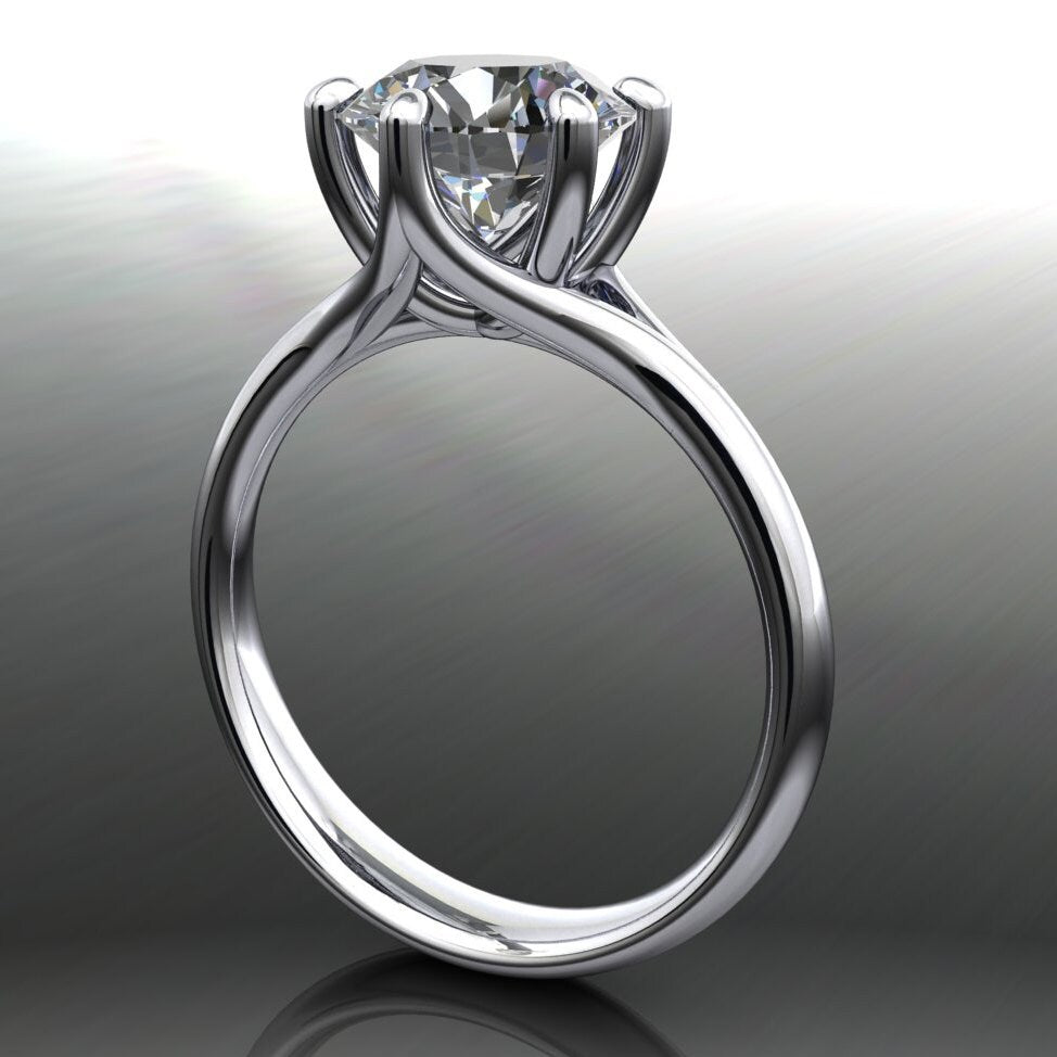 avery ring - 2 carat NEO moissanite engagement ring, round moissanite ring - J Hollywood Designs