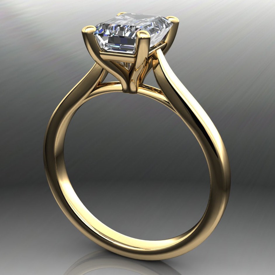 talbot ring - 1.75 carat emerald cut NEO moissanite engagement ring, solitaire engagement ring - J Hollywood Designs