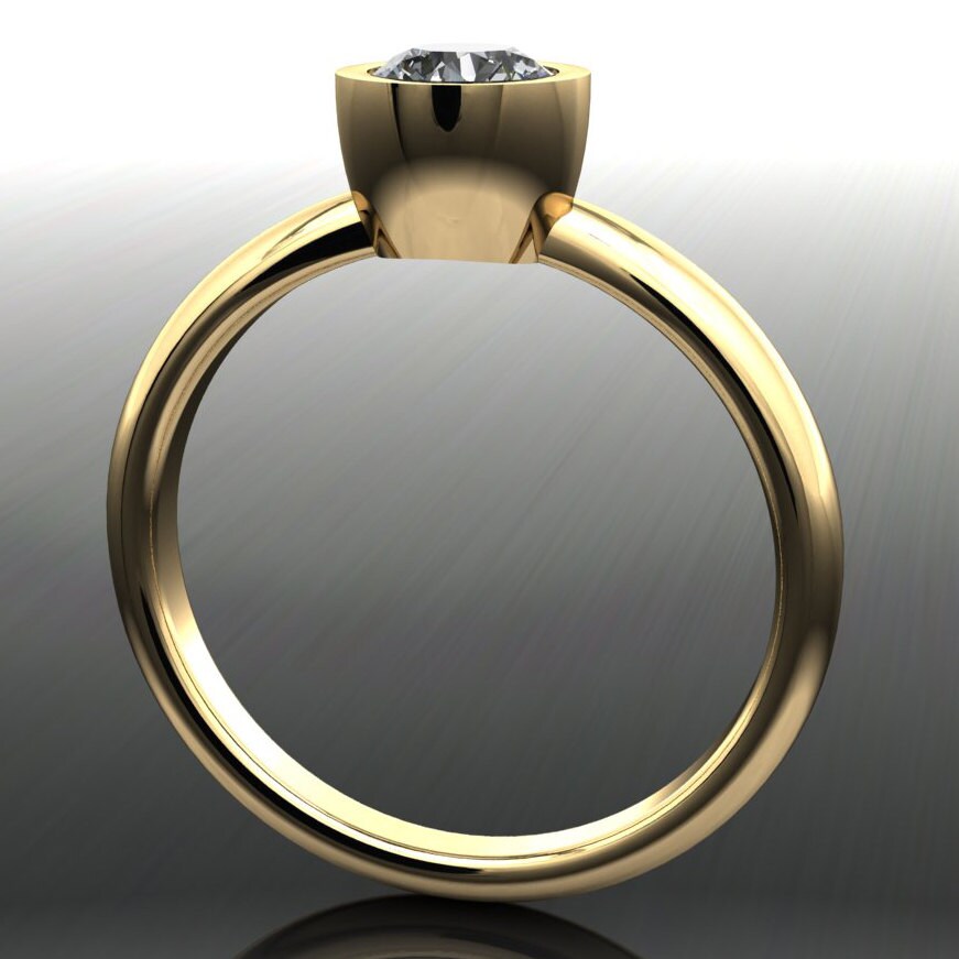elle ring – .5 carat round brilliant NEO moissanite bezel set engagement ring - J Hollywood Designs