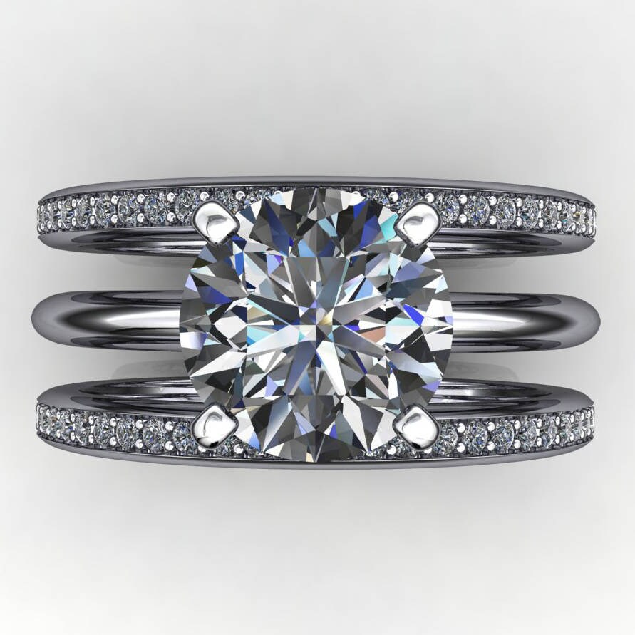 kenya ring – 1.5 carat diamond cut round NEO moissanite engagement ring - J Hollywood Designs