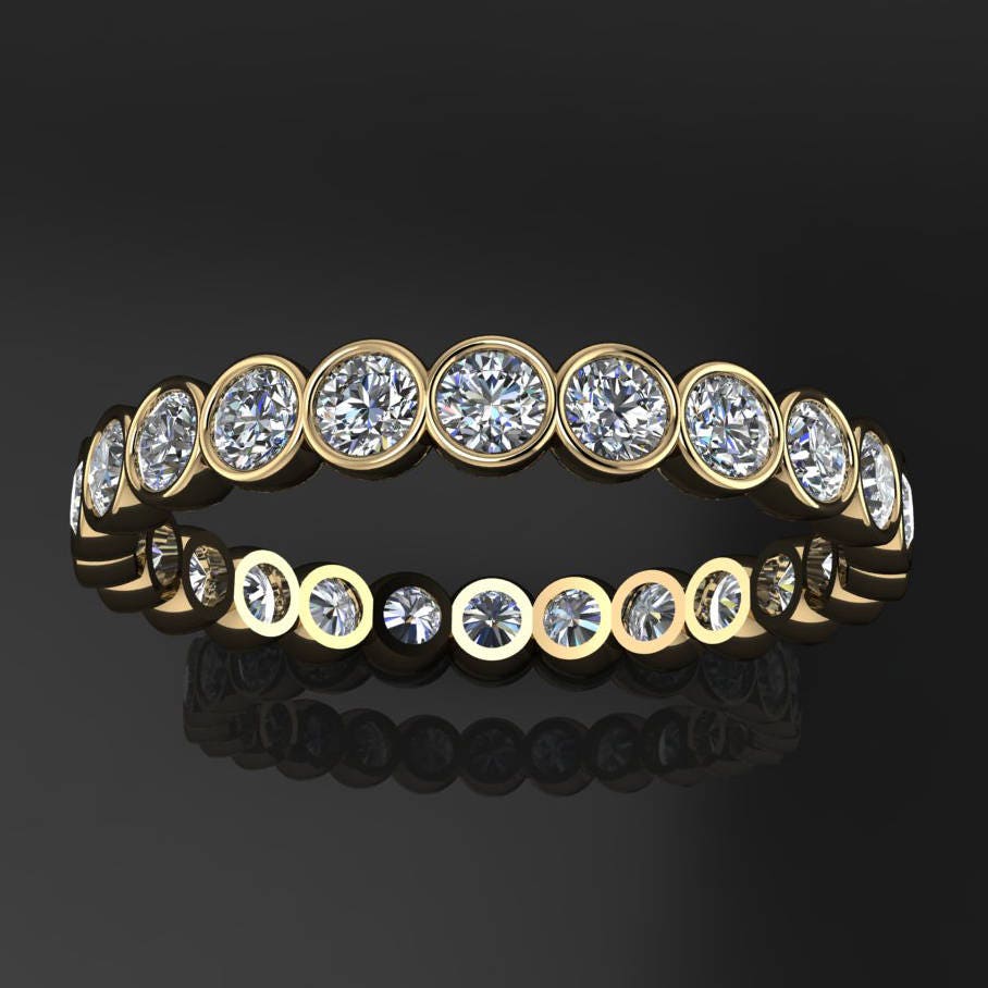 luna ring – NEO moissanite eternity band, bezel set ring - J Hollywood Designs