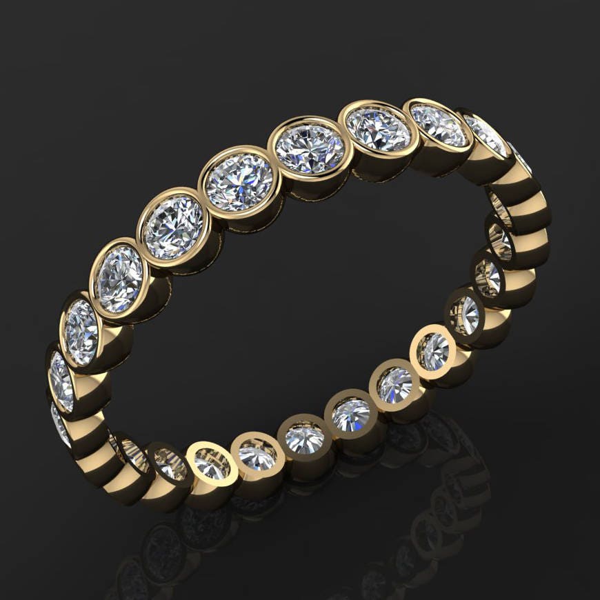 luna ring – NEO moissanite eternity band, bezel set ring - J Hollywood Designs