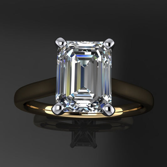 talbot ring - 1.75 carat emerald cut NEO moissanite engagement ring, solitaire engagement ring - J Hollywood Designs