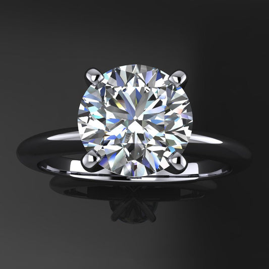 kenya ring – 1.5 carat diamond cut round NEO moissanite engagement ring - J Hollywood Designs