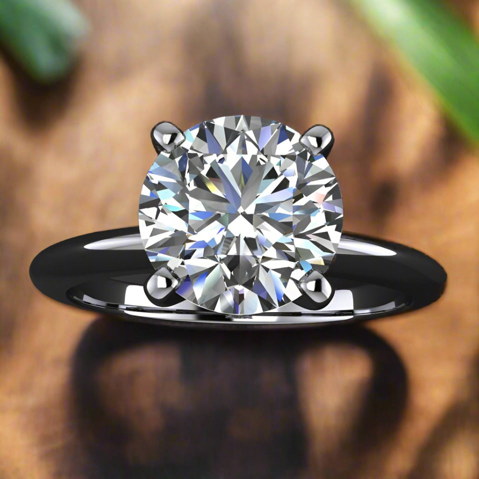 kenya ring – 1.5 carat diamond cut round NEO moissanite engagement ring - J Hollywood Designs