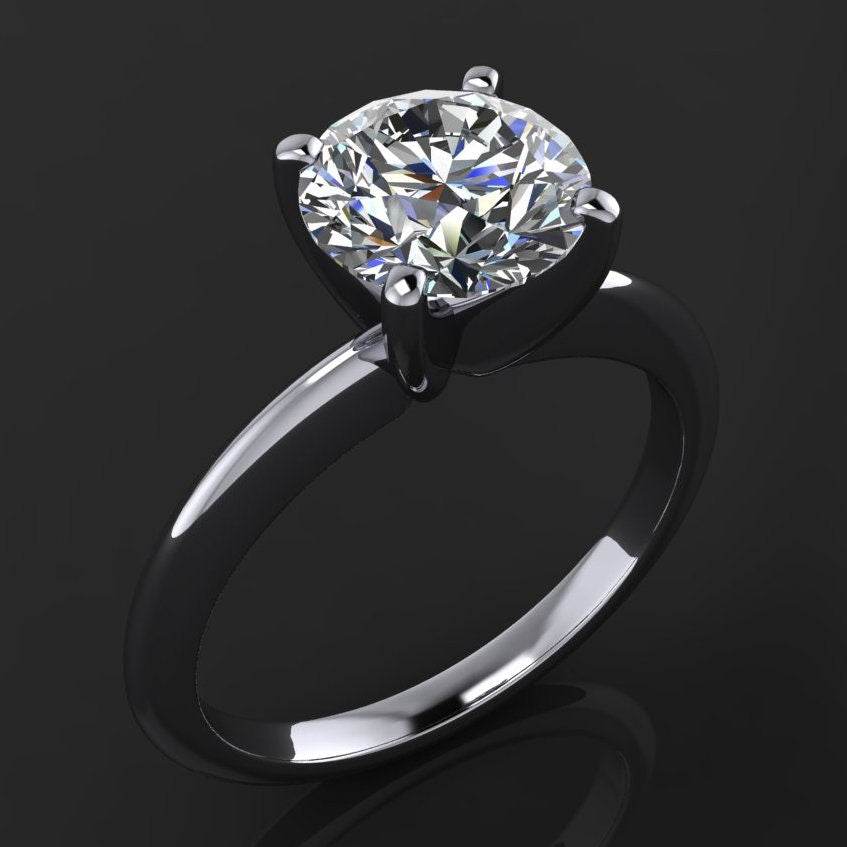 kenya ring – 1.5 carat diamond cut round NEO moissanite engagement ring - J Hollywood Designs