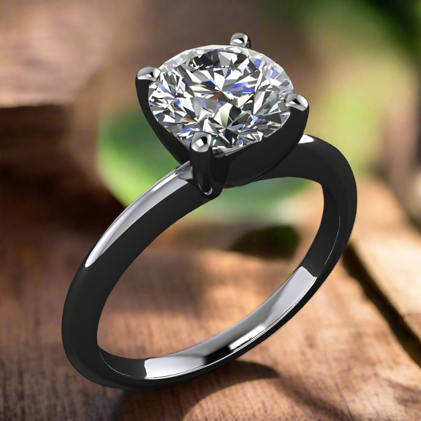 kenya ring – 1.5 carat diamond cut round NEO moissanite engagement ring - J Hollywood Designs