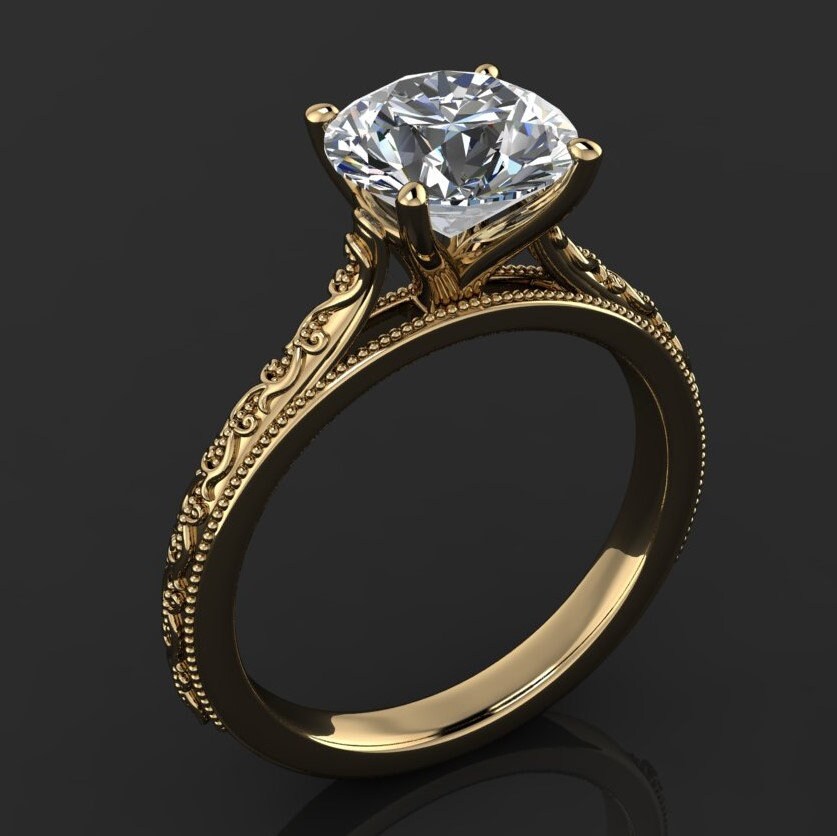perla ring - 2 carat round NEO moissanite engagement ring, round moissanite ring - J Hollywood Designs