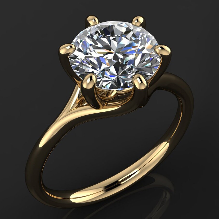 avery ring - 2 carat NEO moissanite engagement ring, round moissanite ring - J Hollywood Designs