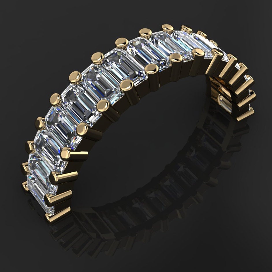 chanel ring - 4.5 carat emerald cut ZAYA moissanite eternity band - J Hollywood Designs