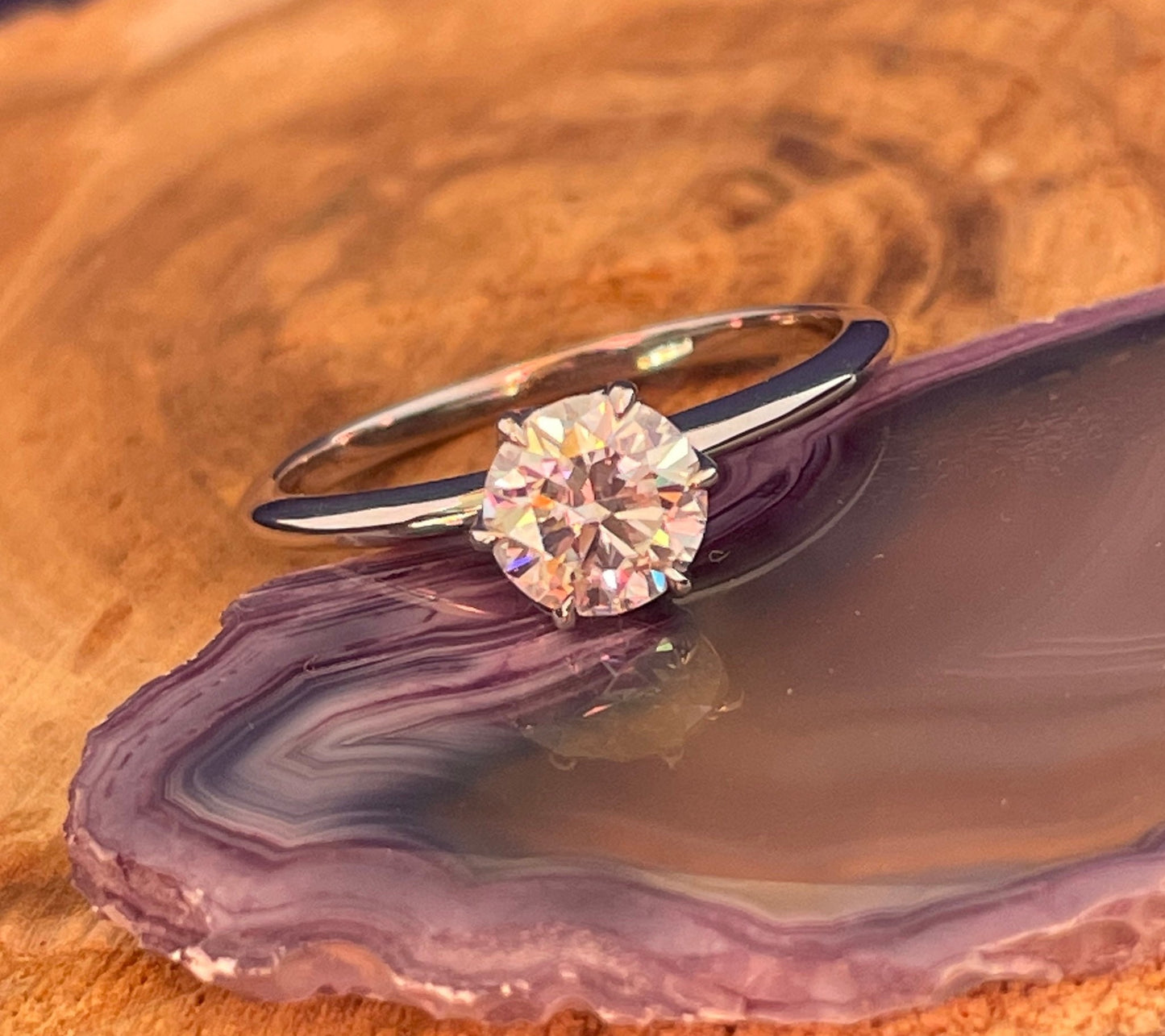 aria ring - half carat round NEO moissanite engagement ring, two tone ring - J Hollywood Designs