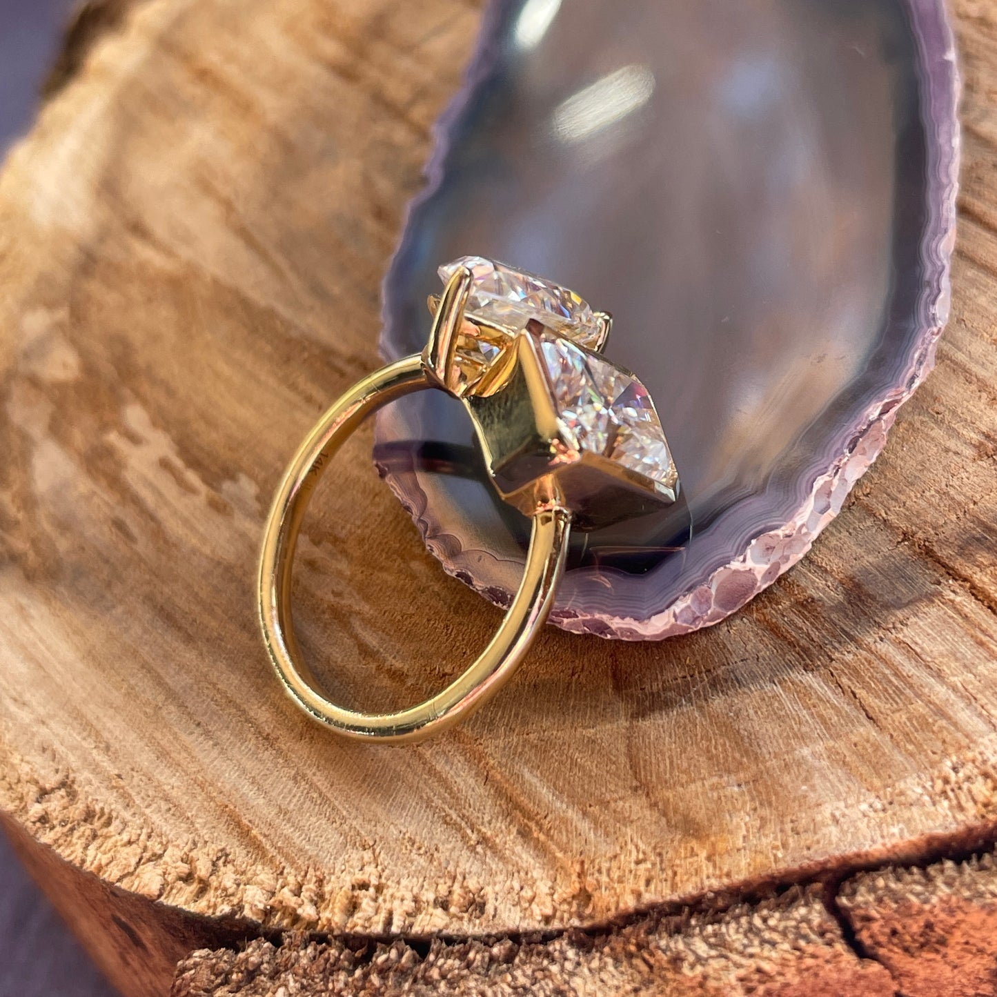 zuri ring - moi et toi engagement ring, pear and radiant moissanite ring - J Hollywood Designs