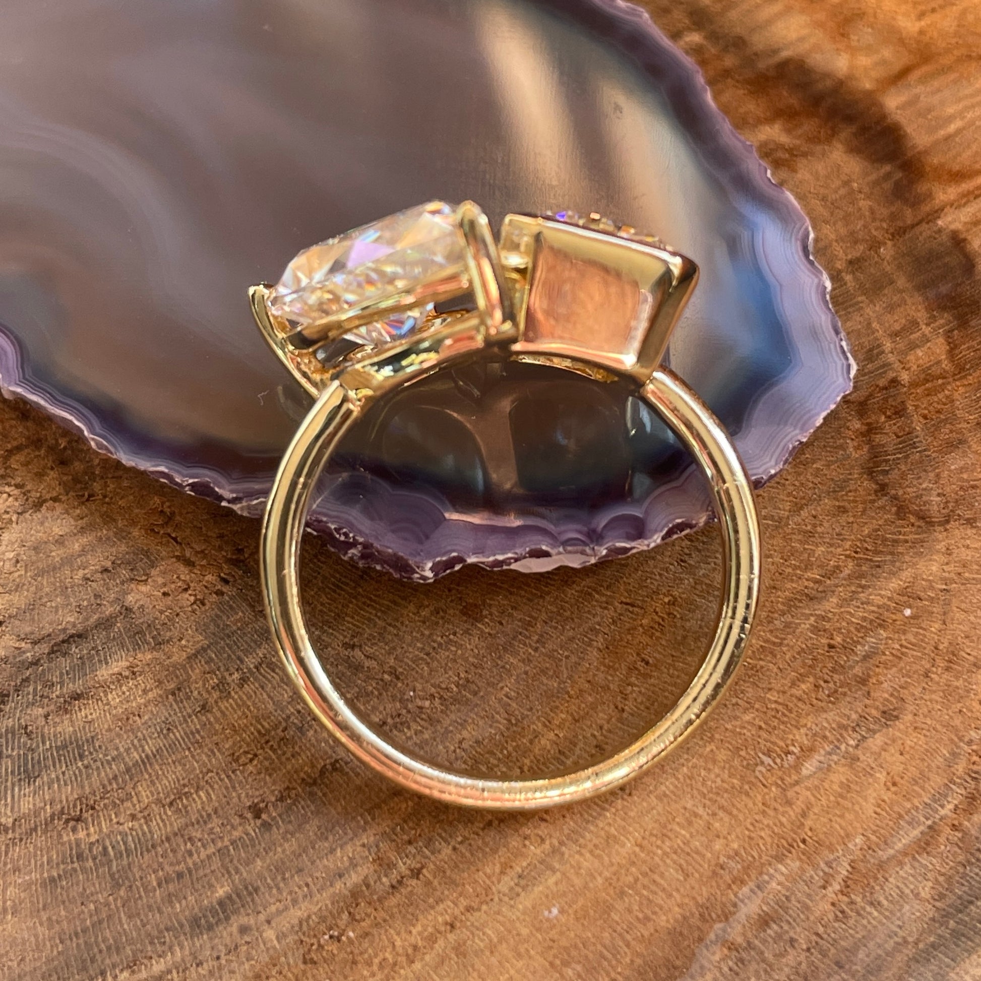 zuri ring - moi et toi engagement ring, pear and radiant moissanite ring - J Hollywood Designs