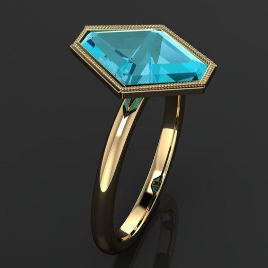 3.4 carat teal shield ring angle